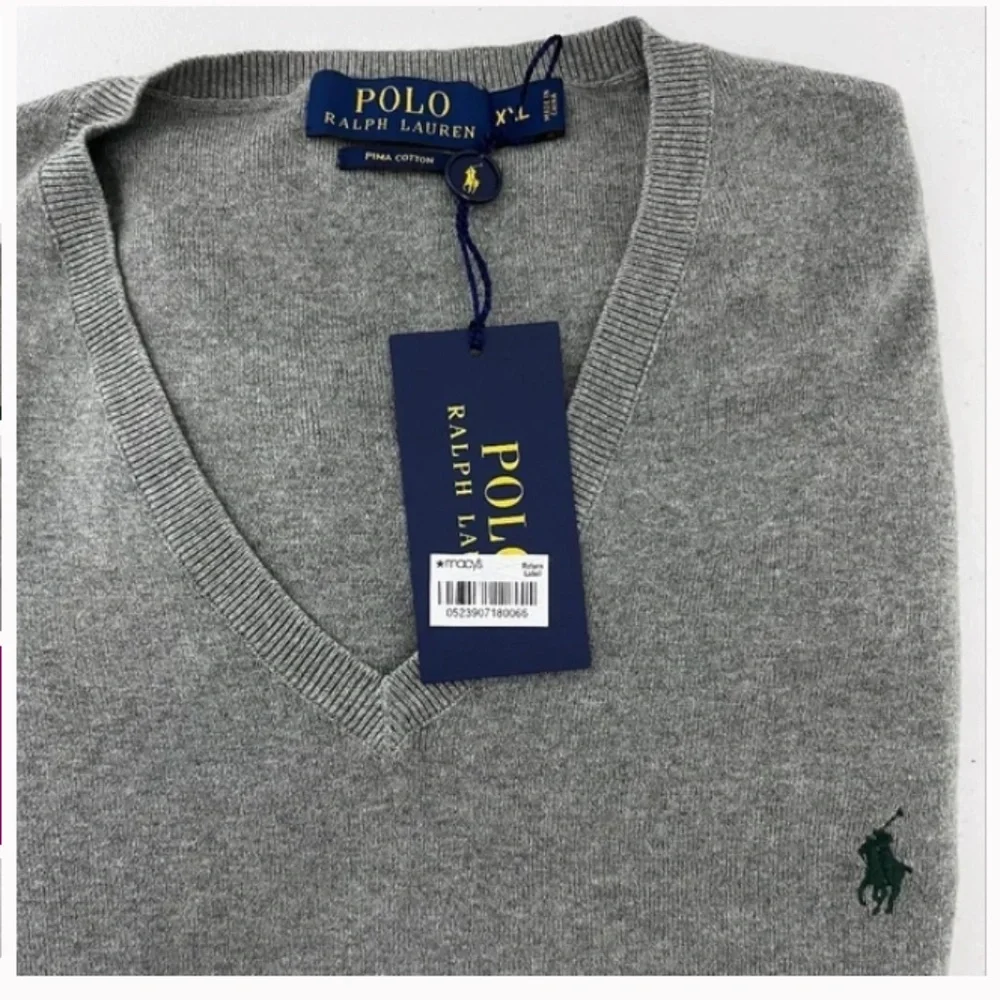 Polo Ralph Lauren Men’s Pima Cotton V- Neck Dark Gray Sweater size XXL